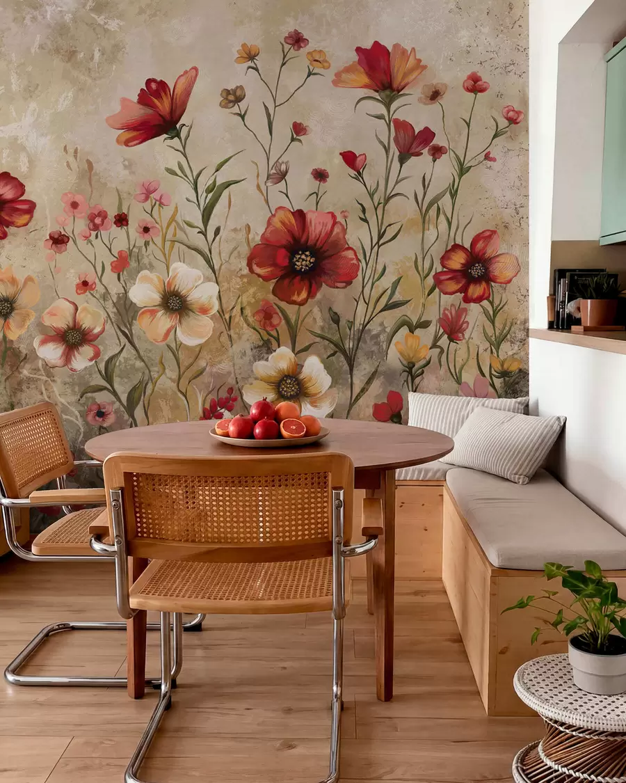wall murals Цветна композиција са текстурираном позадином у топлим тоновима w05016