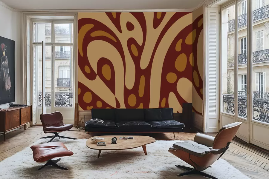 wall murals Апстрактни узорак са смеђим и беж облицима w05071v2