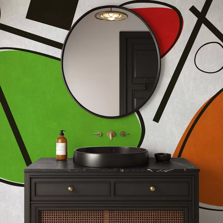 wall murals Апстрактни геометријски облици са линијама и смелим обојеним површинама w05017v1