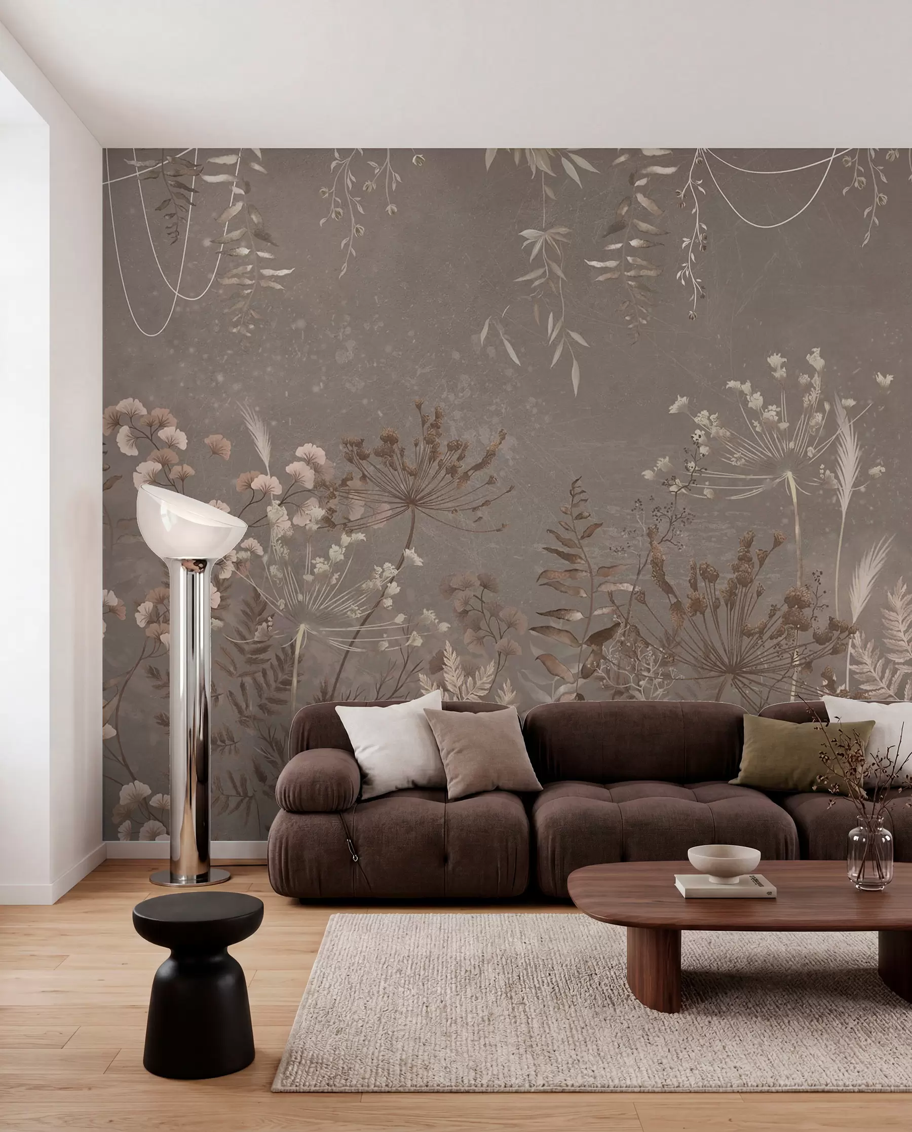 wall murals Светли ботанички узорак са цвећем и лишћем w05092v1
