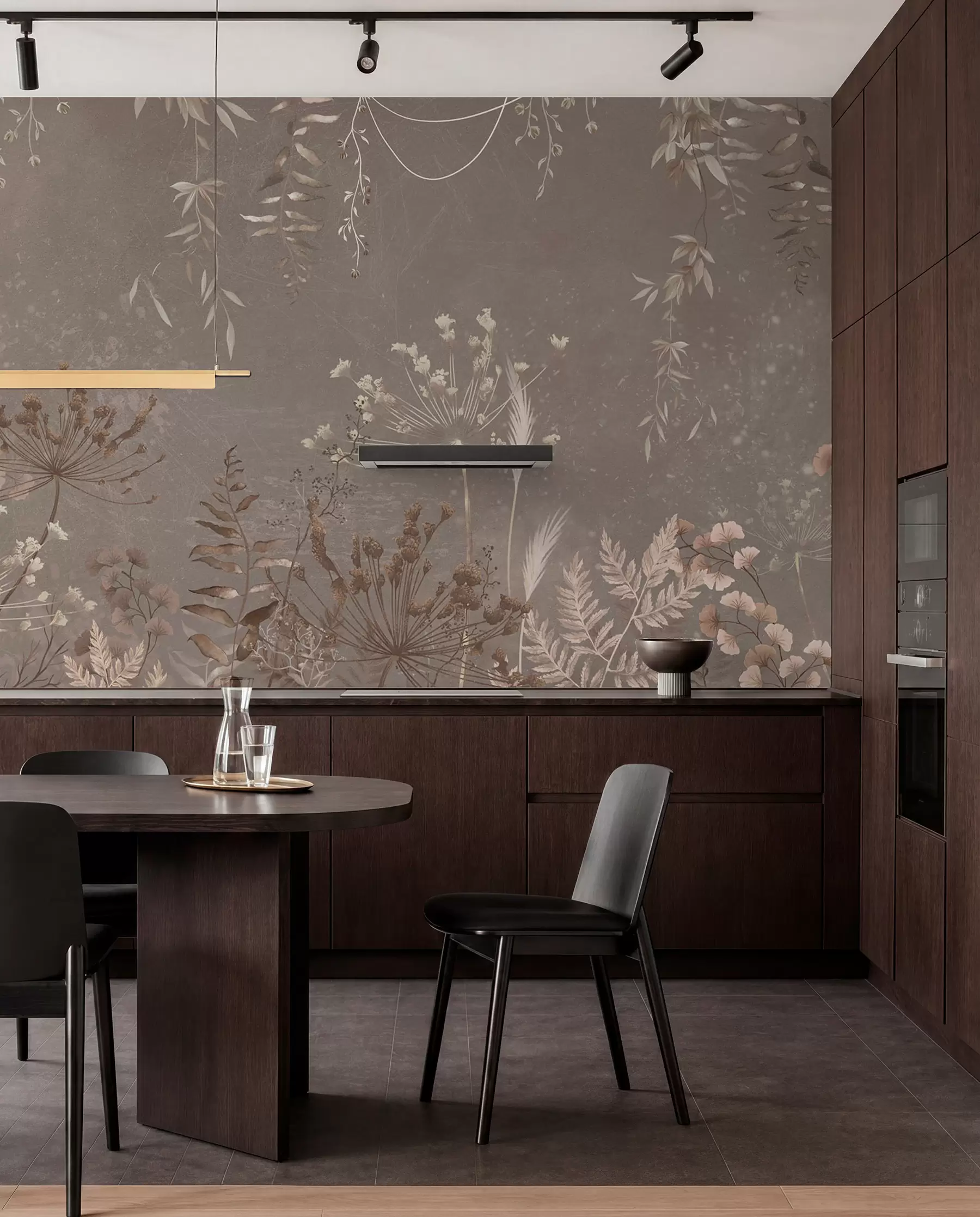 wall murals Светли ботанички узорак са цвећем и лишћем w05092v1