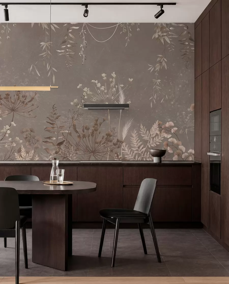 wall murals Светли ботанички узорак са цвећем и лишћем w05092v1