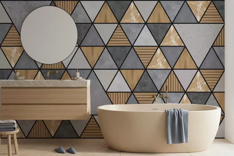 wall murals Троугласти орнамент са неутралним и топлим бојама w05096v1