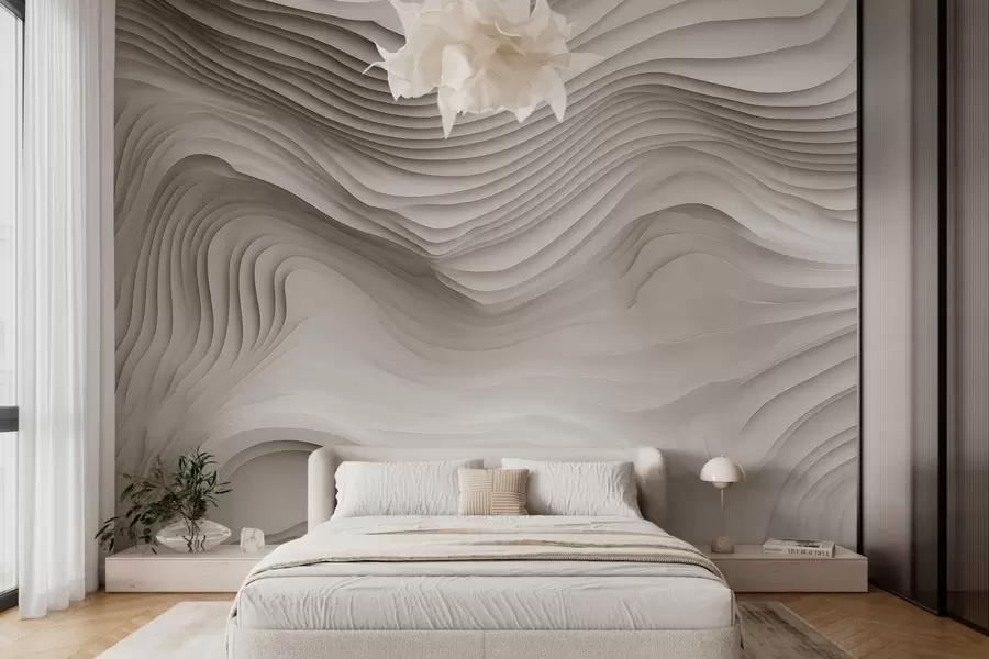 wall murals имитација волуминозних степенастих рељефа у беж тоновима w05061v1