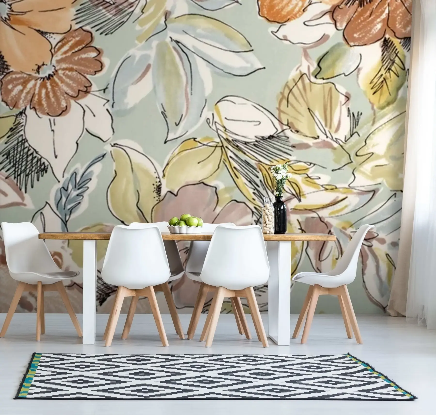 wall murals Сликање цвећа лишћем u71531