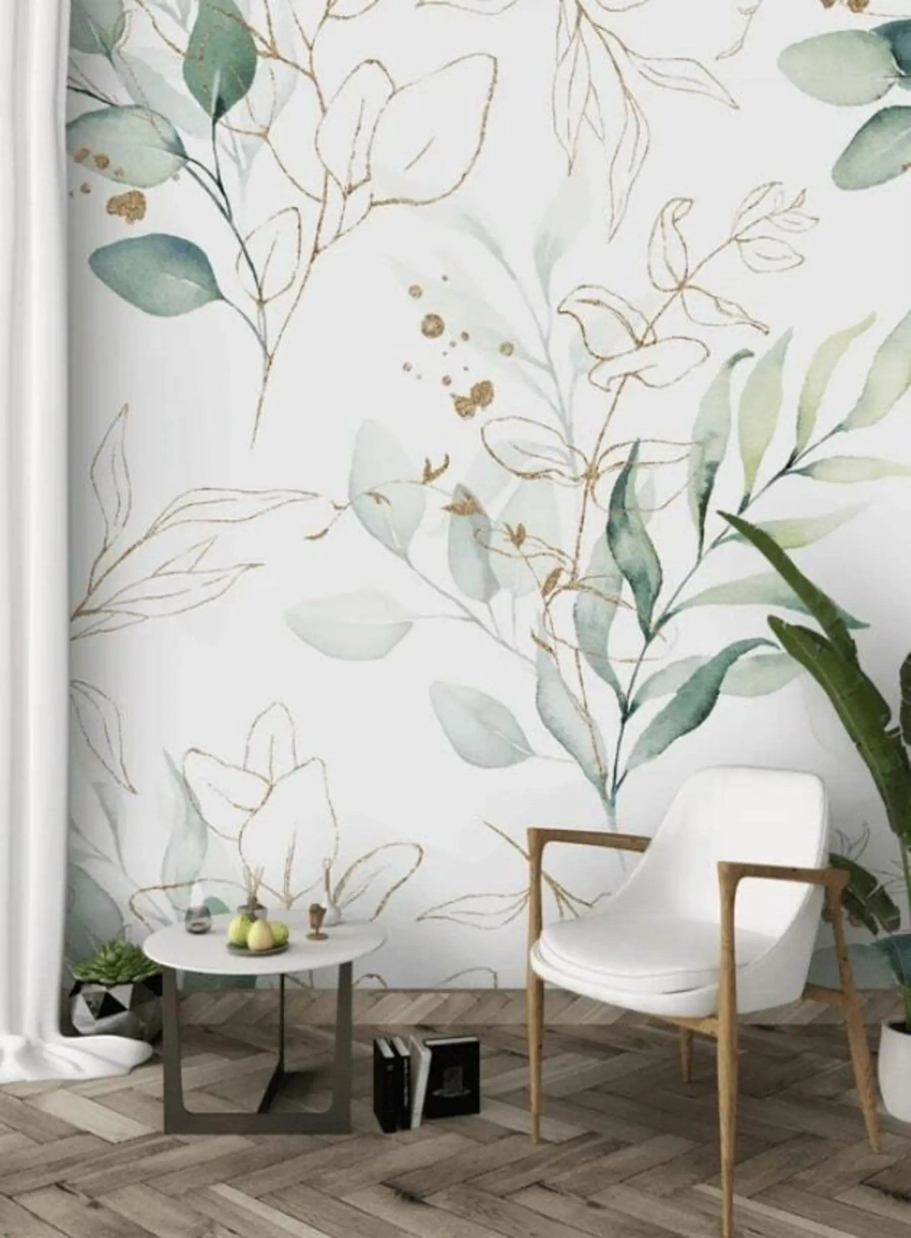 wall murals Зелено лишће у стилу акварела u71464