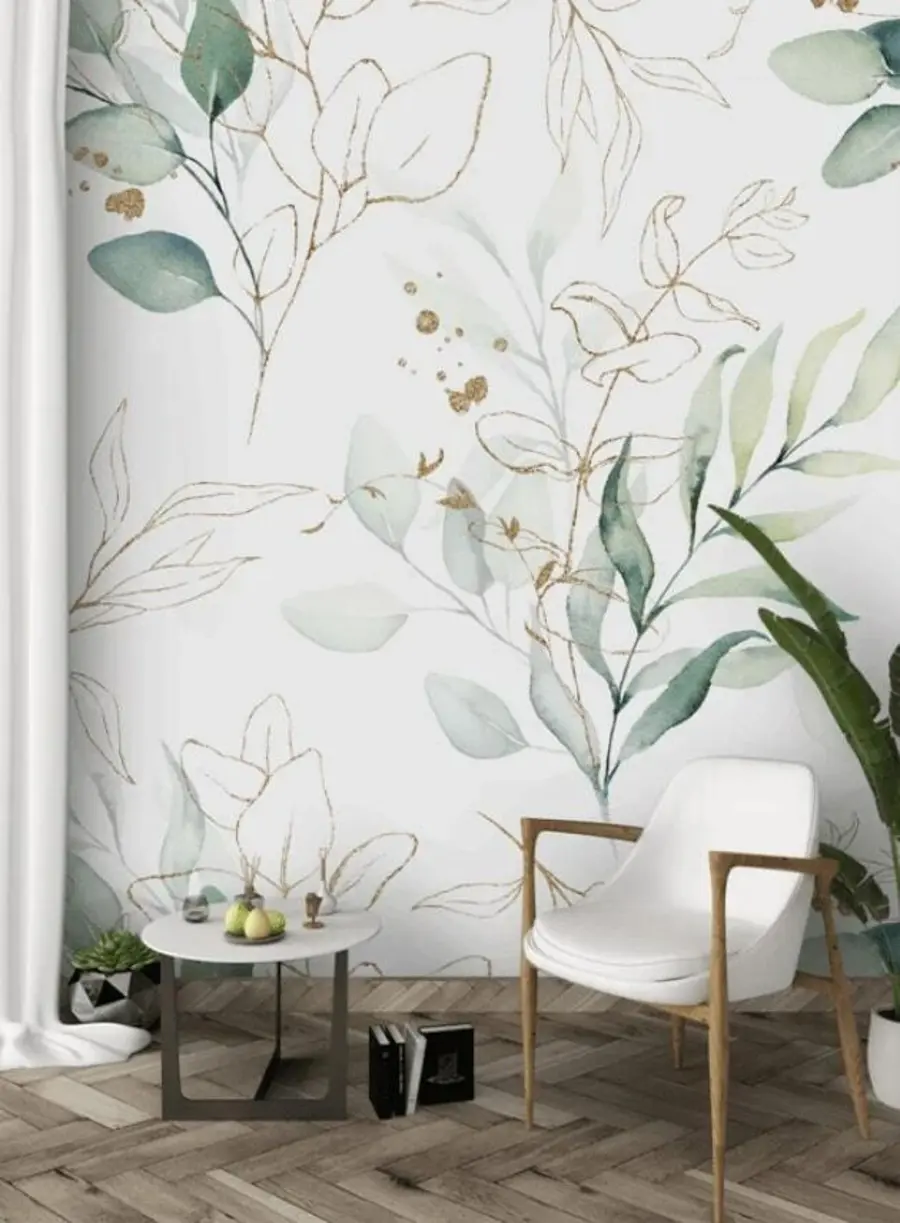 wall murals Зелено лишће у стилу акварела u71464