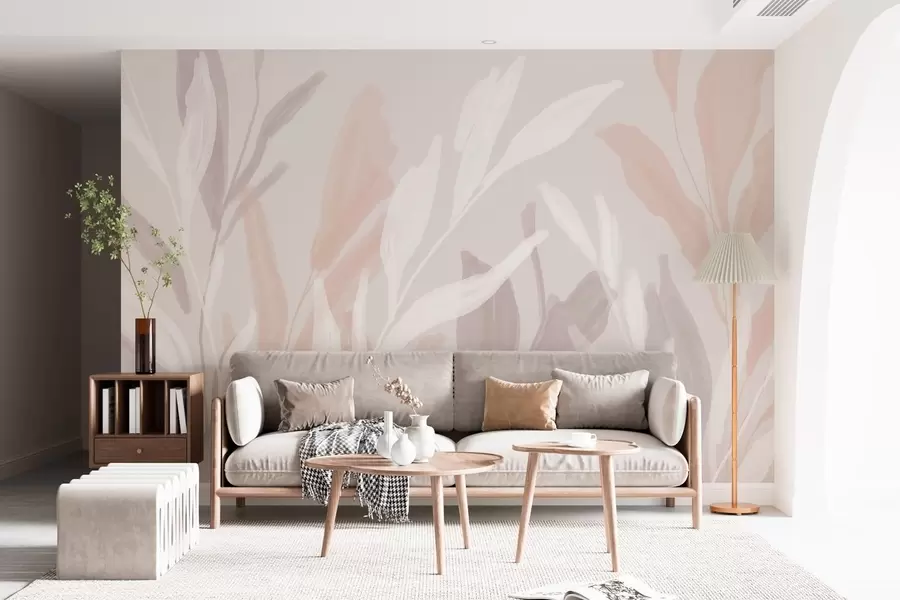 wall murals апстрактни лист на хладној беж позадини w05067