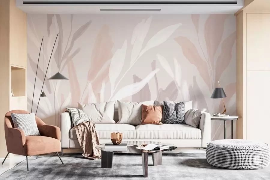 wall murals апстрактни лист на хладној беж позадини w05067