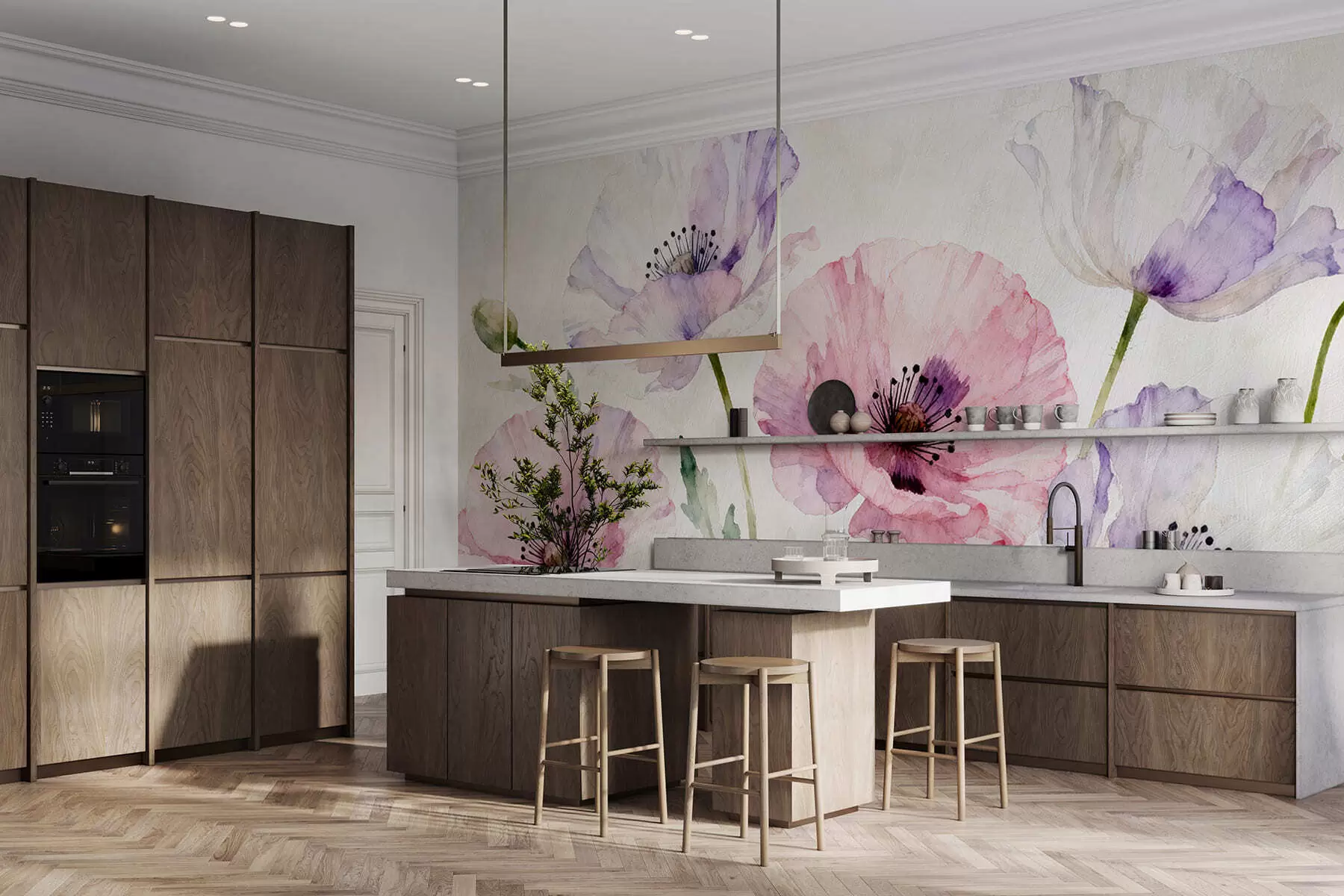 wall murals Акварел макови w05174