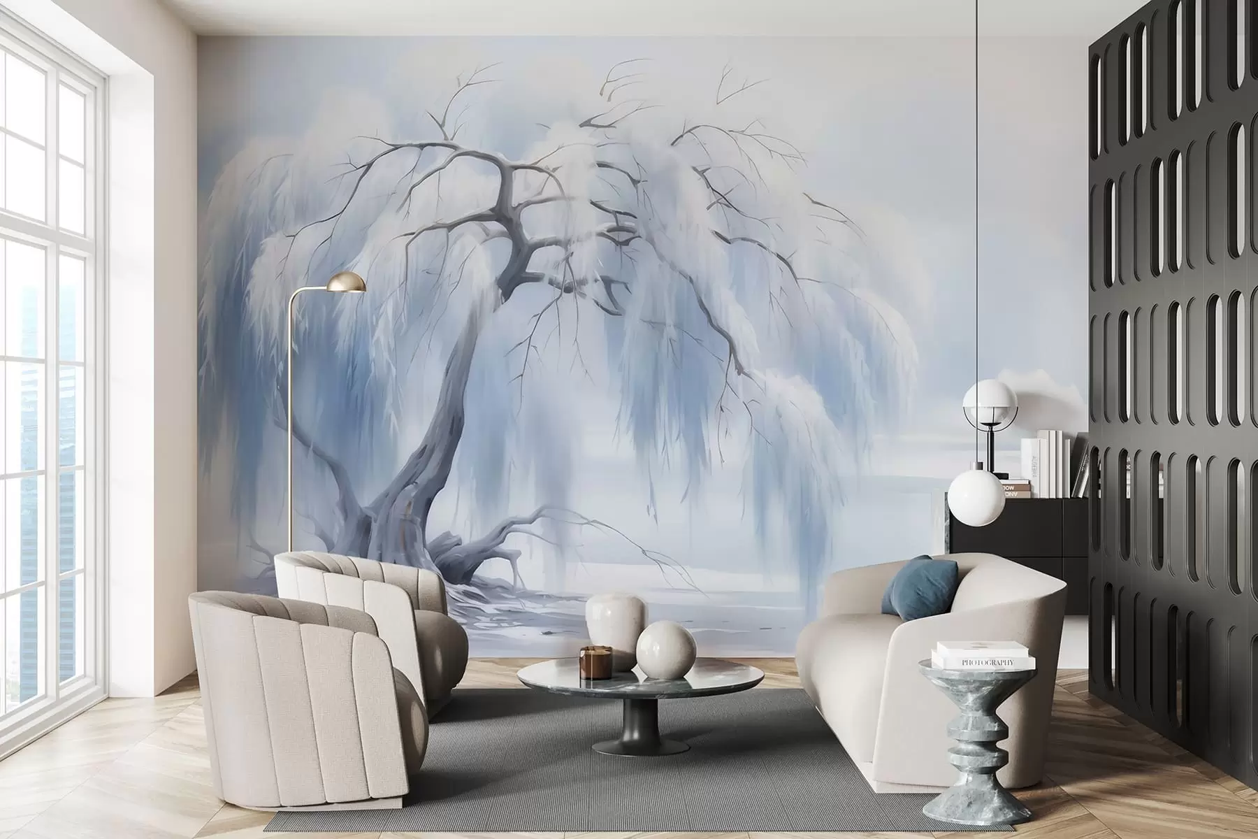 wall murals Бујно осликано дрво w05179