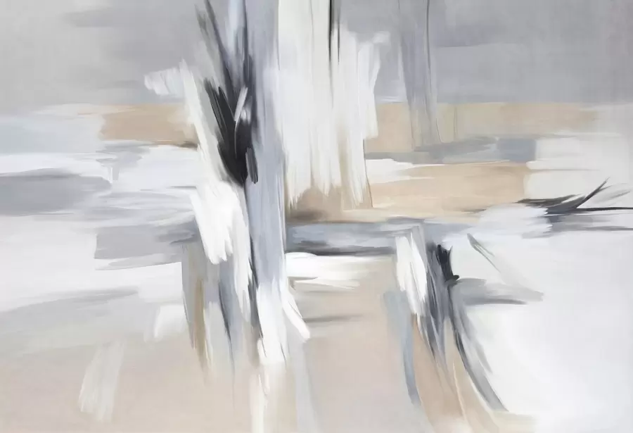 wall murals Апстрактни текстурирани стил сликања са потезима четкице у нијансама беле, сиве и беж w09651