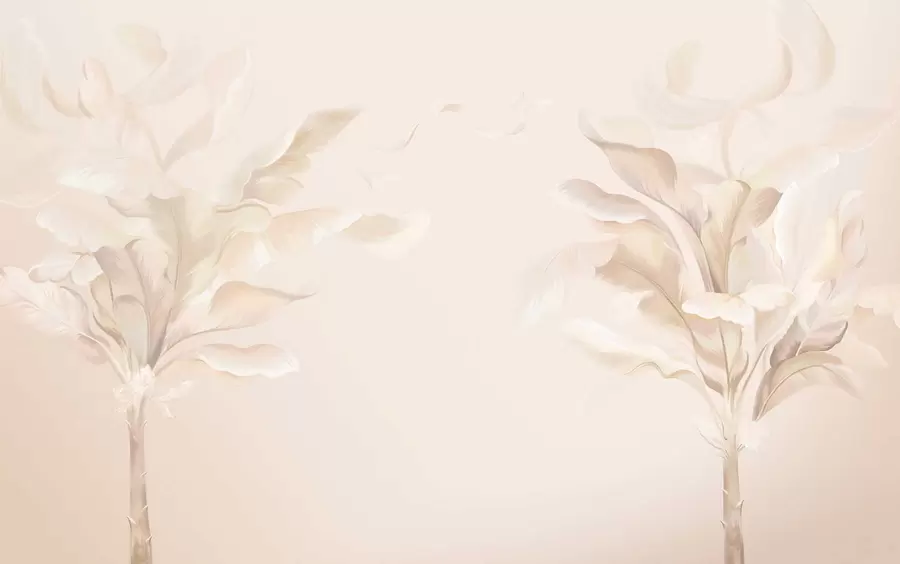 wall murals Прозрачне декоративне биљке у топлим кремастим тоновима w05126