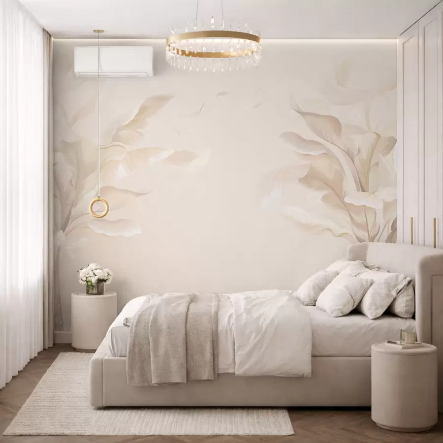 wall murals Прозрачне декоративне биљке у топлим кремастим тоновима w05126