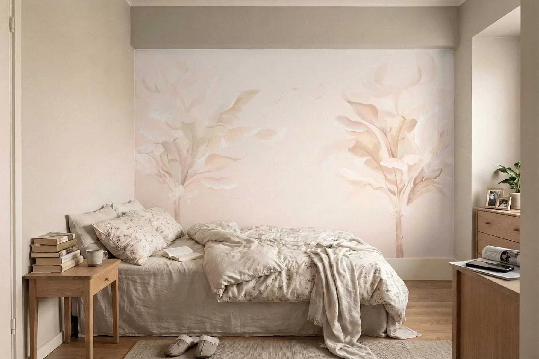 wall murals Прозрачне декоративне биљке у топлим кремастим тоновима w05126