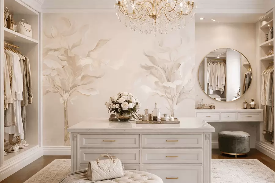 wall murals Прозрачне декоративне биљке у топлим кремастим тоновима w05126