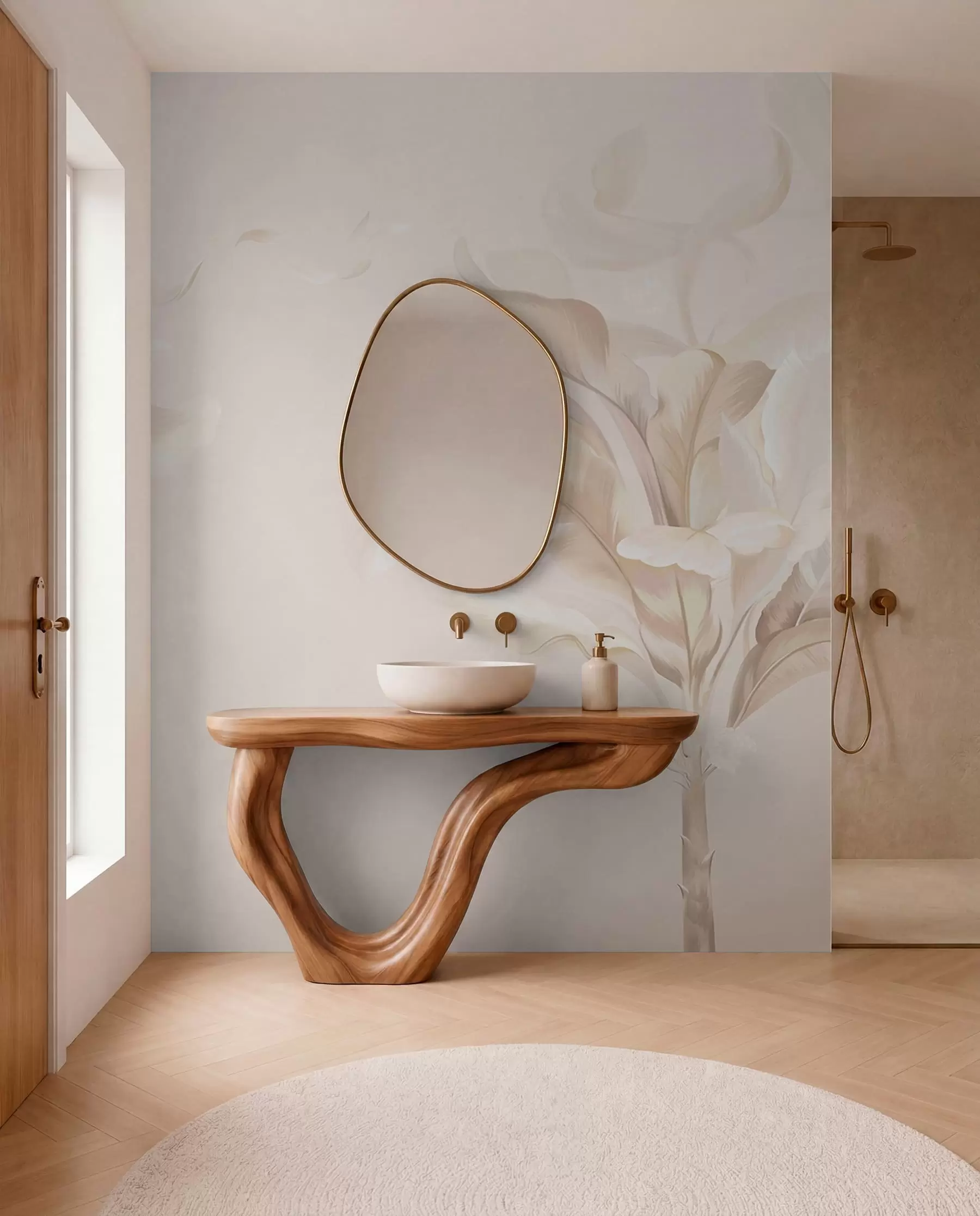wall murals Прозрачне декоративне биљке у топлим кремастим тоновима w05126
