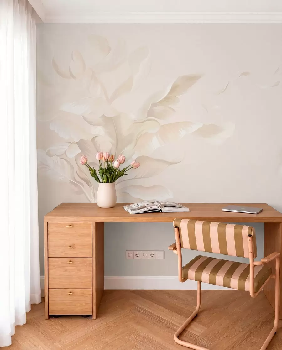 wall murals Прозрачне декоративне биљке у топлим кремастим тоновима w05126
