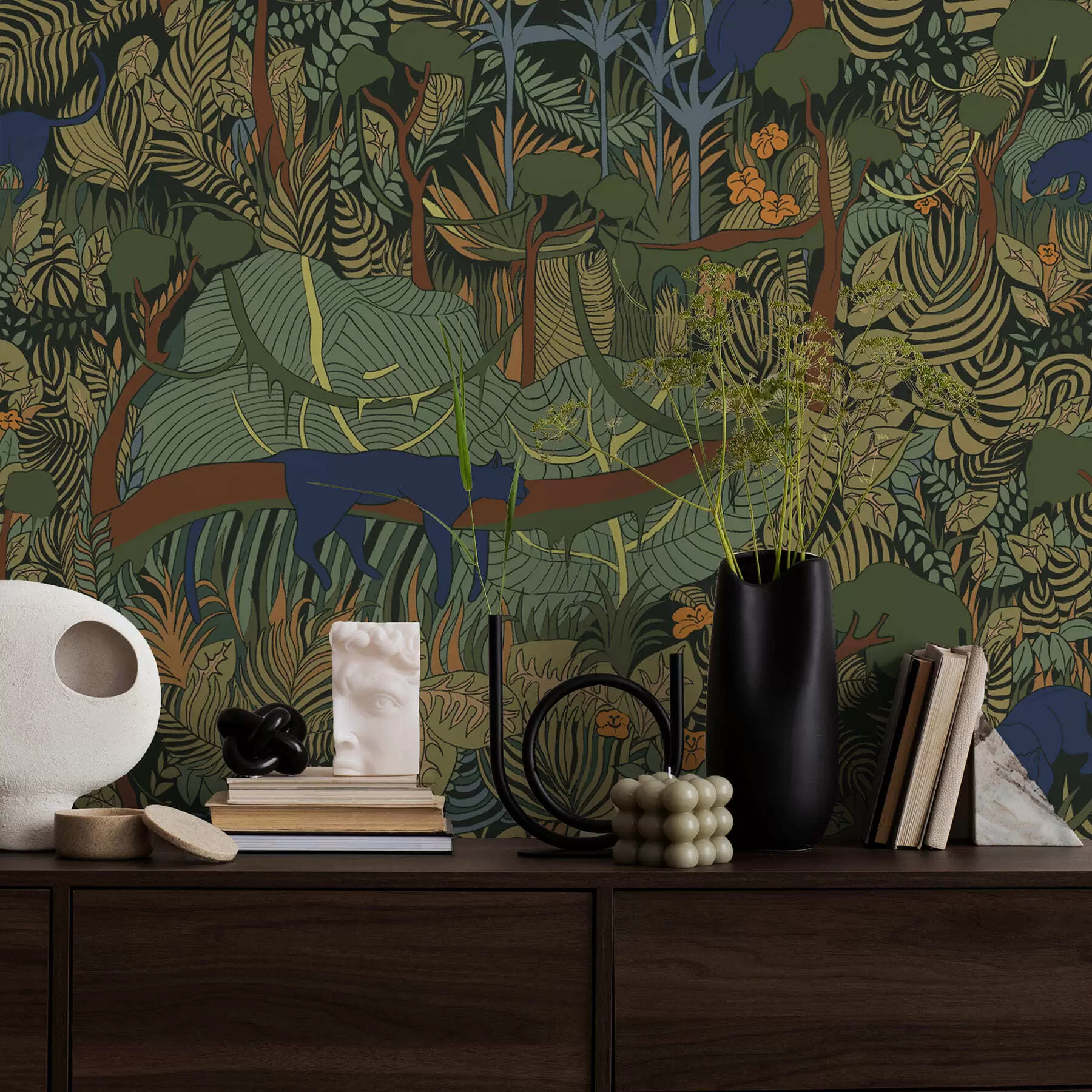 wall murals Сцена тамне шуме са животињама a01108v1