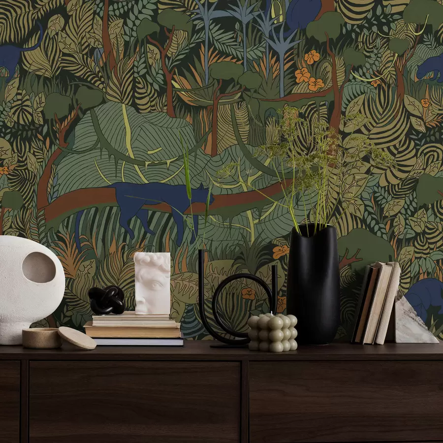 wall murals Сцена тамне шуме са животињама a01108v1