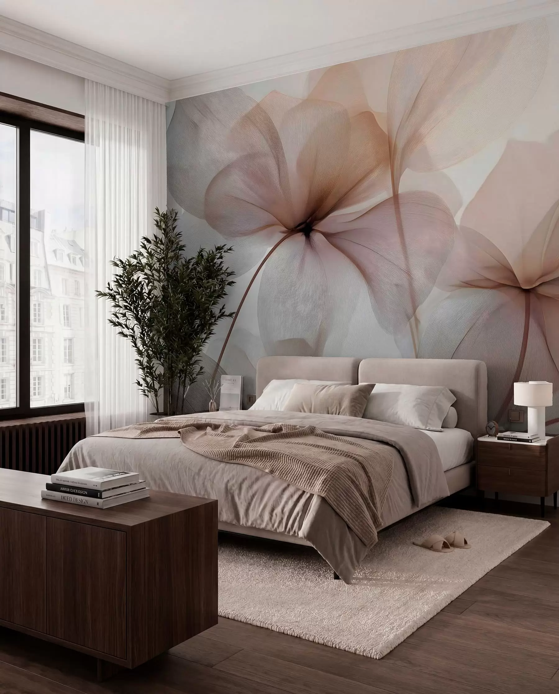 wall murals полупровидни цветови са жилама w05070