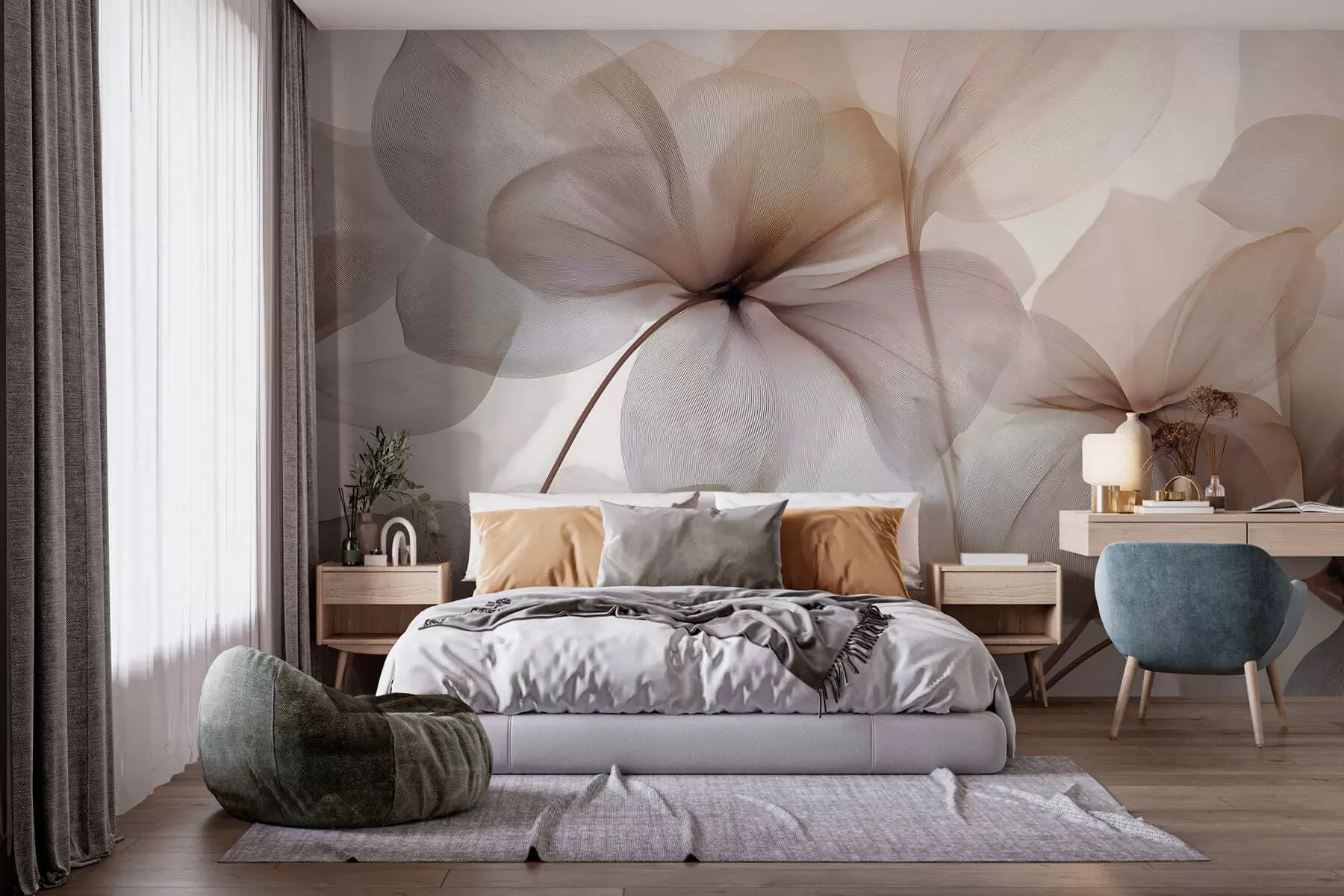 wall murals полупровидни цветови са жилама w05070