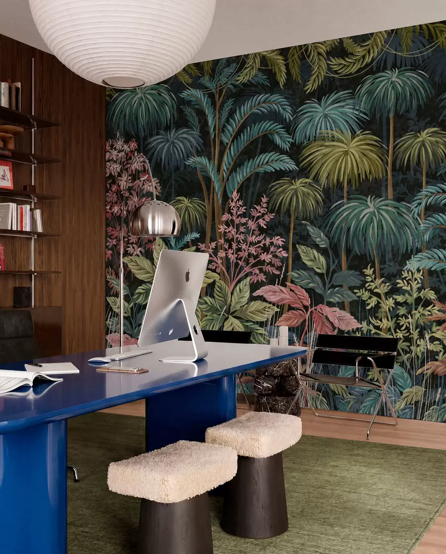 wall murals Густо тропско лишће са великим листовима w05116