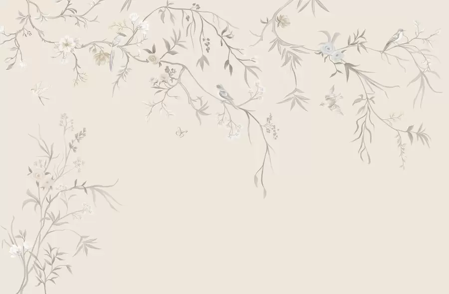 wall murals Цветне гране са птицама на светлој позадини w05127v7
