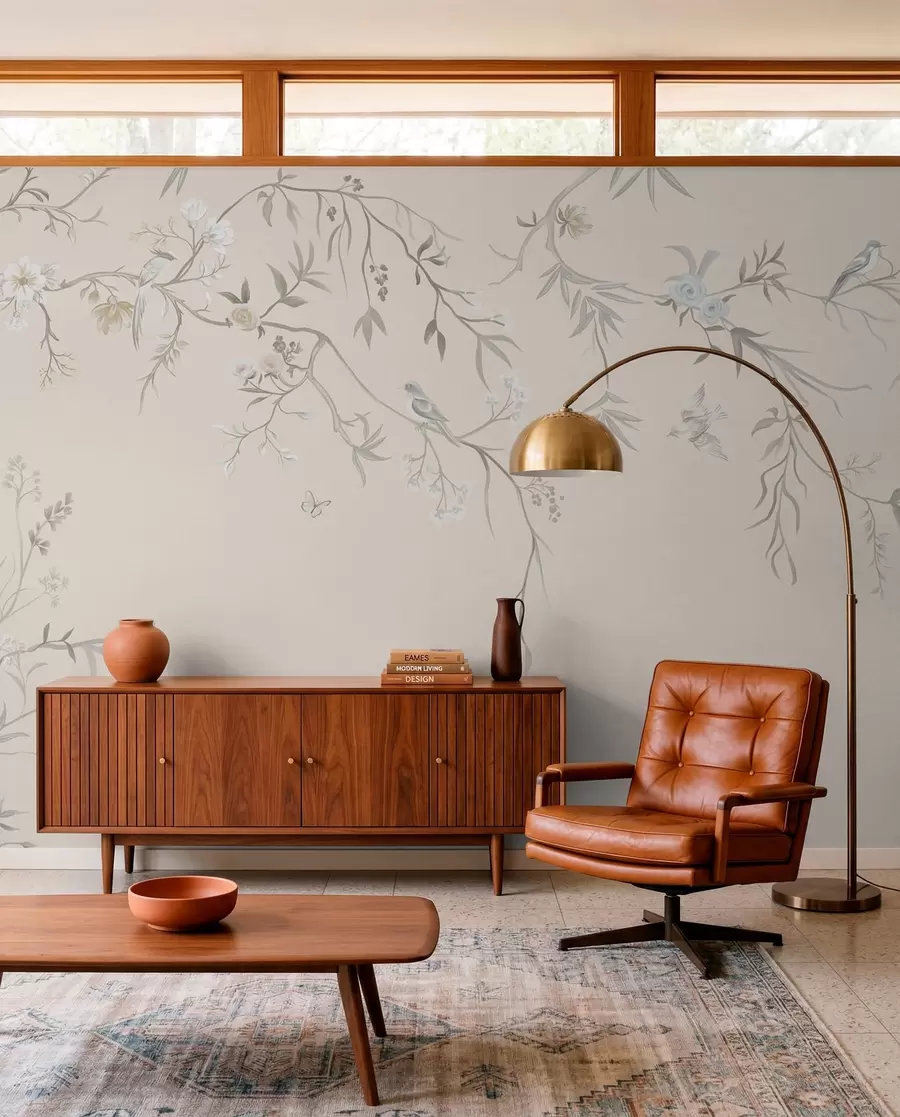 wall murals Цветне гране са птицама на светлој позадини w05127v7
