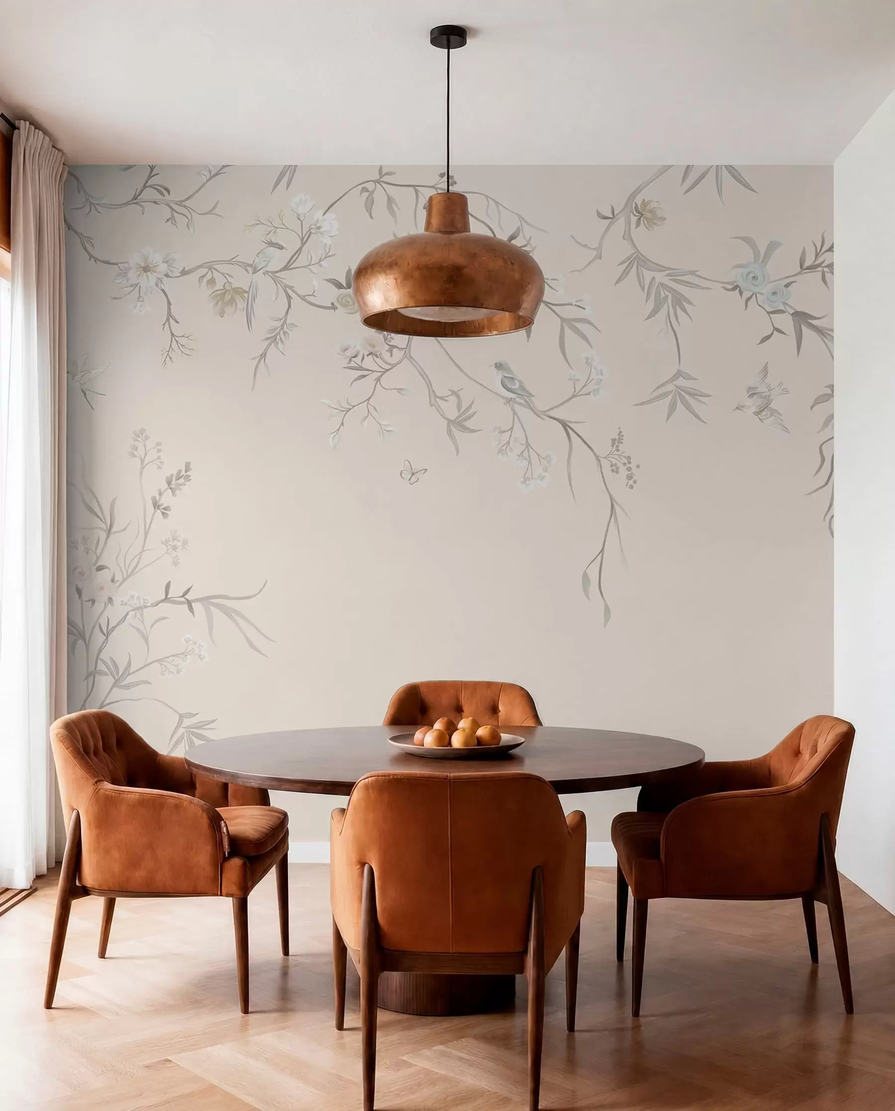 wall murals Цветне гране са птицама на светлој позадини w05127v7
