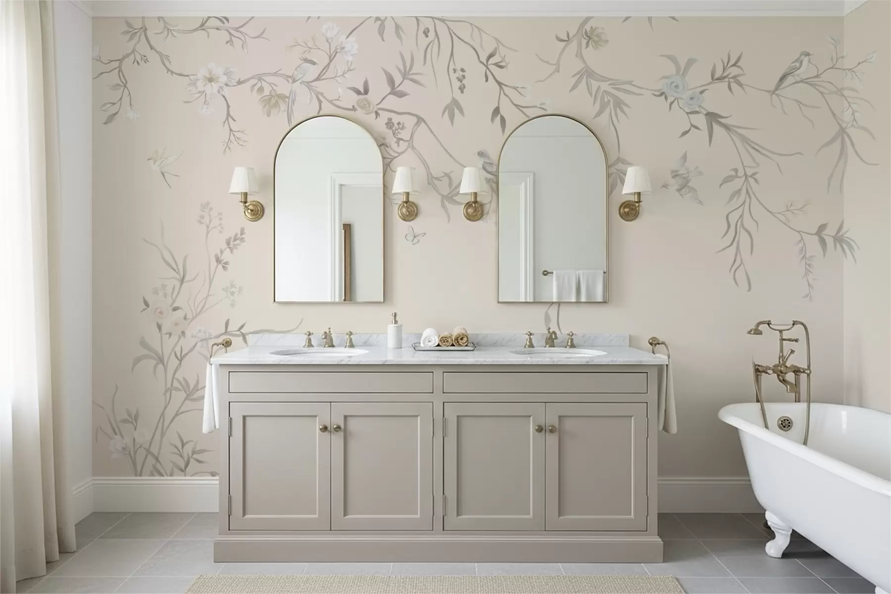 wall murals Цветне гране са птицама на светлој позадини w05127v7
