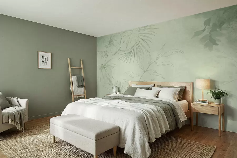 wall murals Линеарне биљке на хладној плавој позадини w05128v2