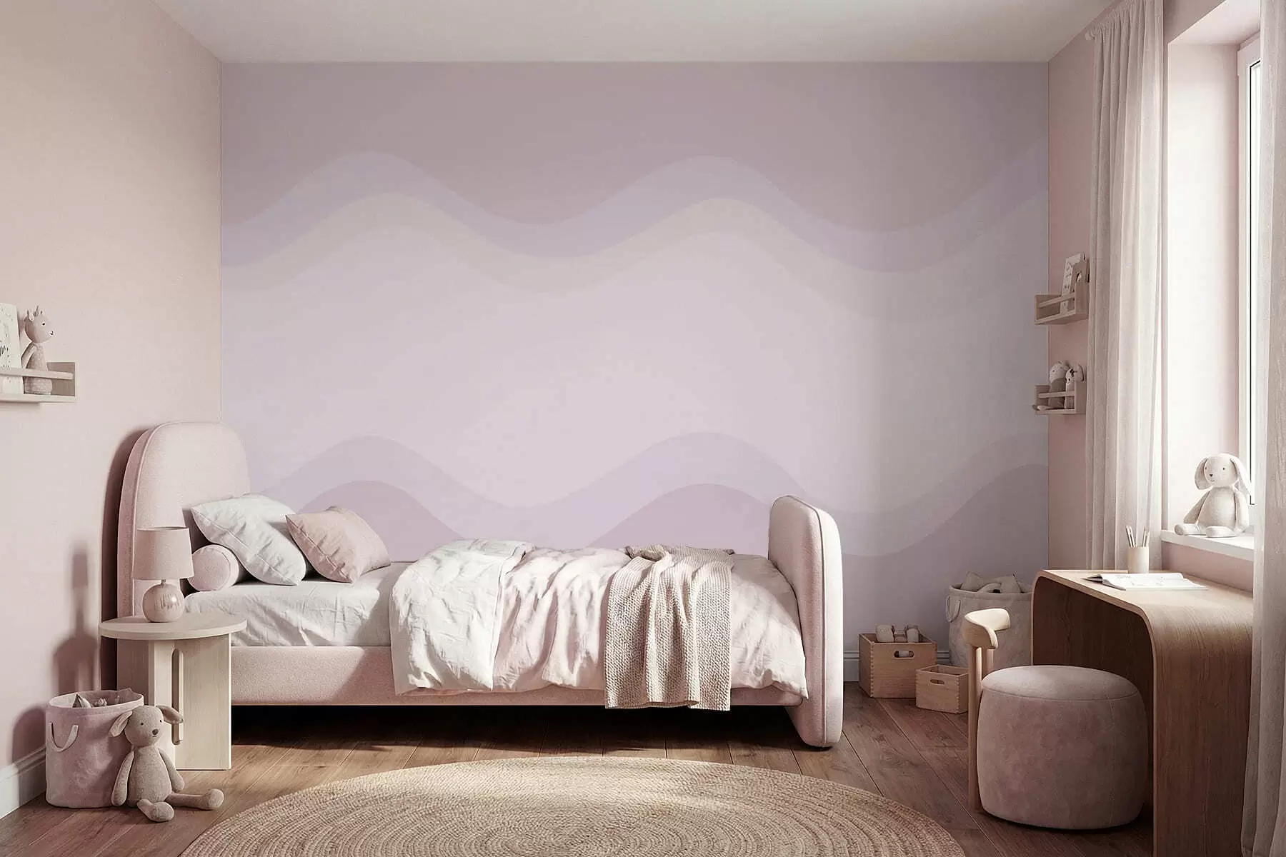 wall murals Апстрактни таласи у нежно ружичастој палети w05132