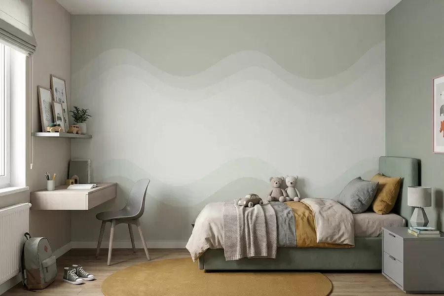 wall murals Апстрактни таласи у светло зеленој палети w05132v1