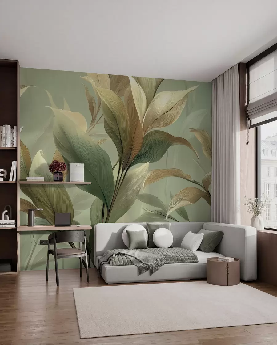 wall murals Велики тропски листови w09688