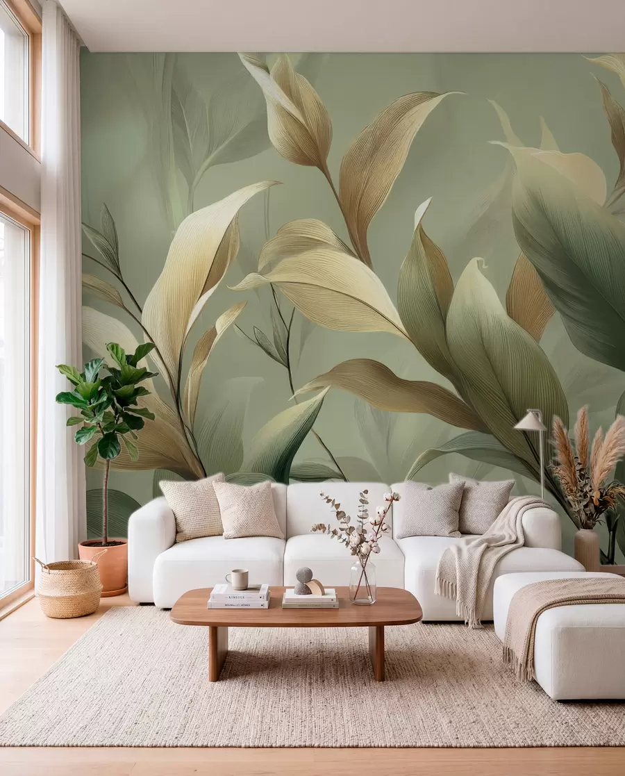 wall murals Велики тропски листови w09688