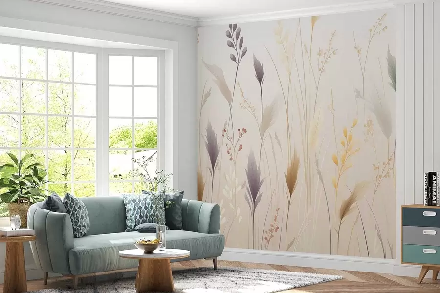 wall murals Разноликост дивљег цвећа и трава w09697