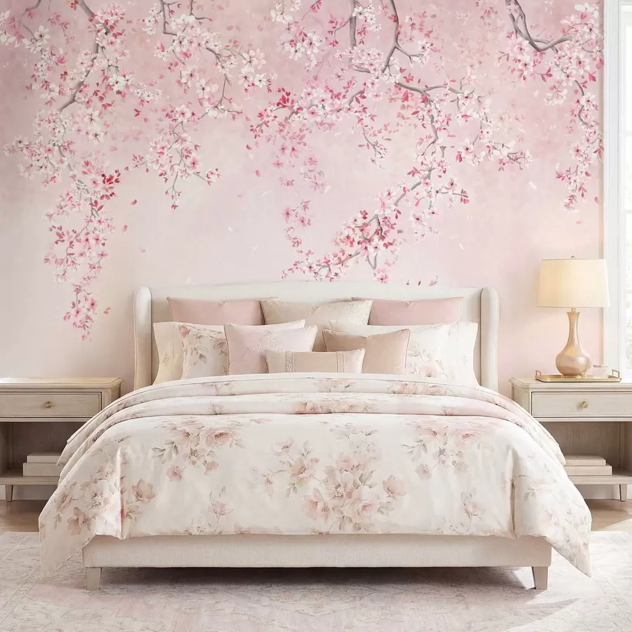 wall murals Гране са ружичастим цветовима на мекој пастелној позадини w05129v1