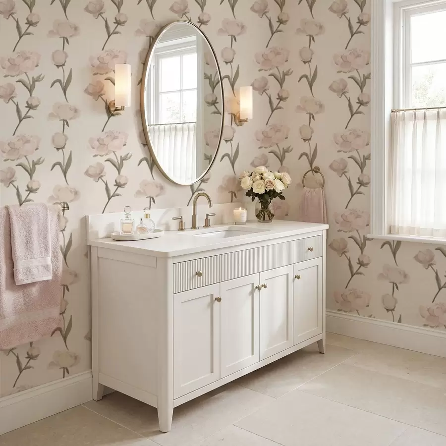 wall murals Нежно ружичасти божури на светлој позадини a01114