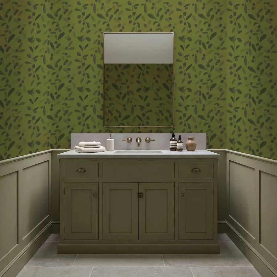 wall murals Зелене гране са лишћем и бобицама на маслини a01113