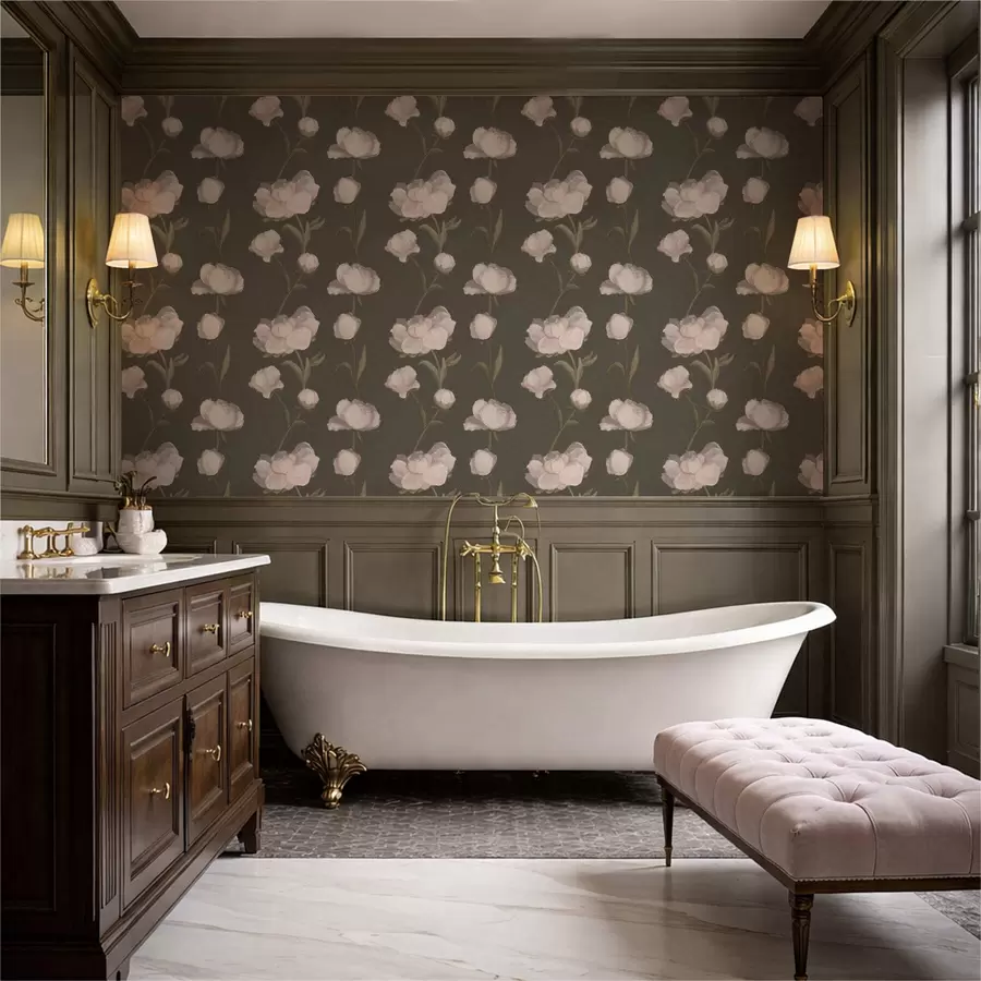 wall murals Нежно ружичасти божури на тамној позадини a01114v1