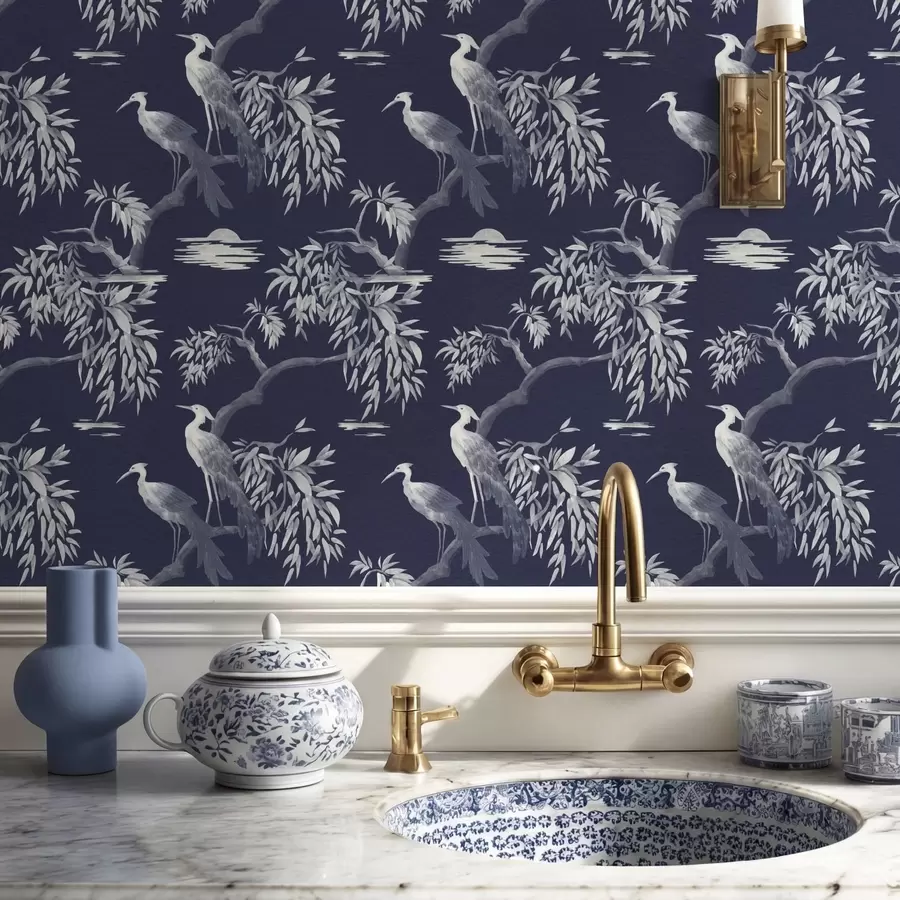 wall murals Птице на грани на тамноплавој позадини a01116v1