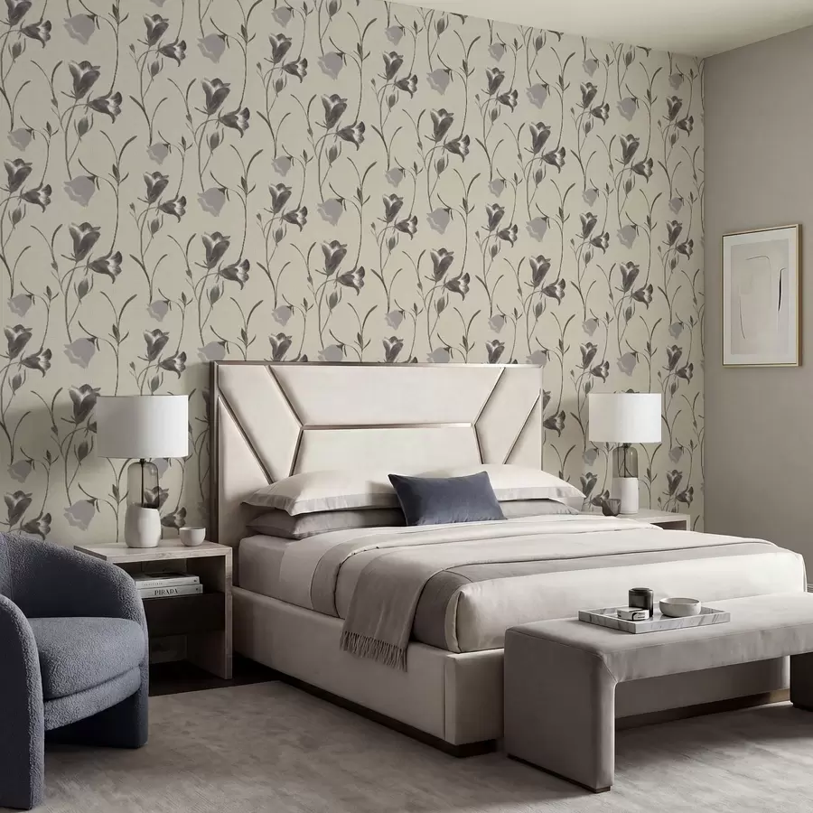 wall murals Сиви звончићи на светло беж позадини a01119