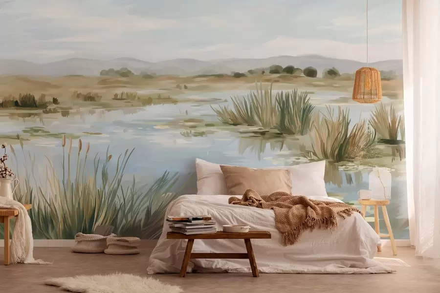 wall murals Тихи, мирни језерски сликовити пејзаж w05214