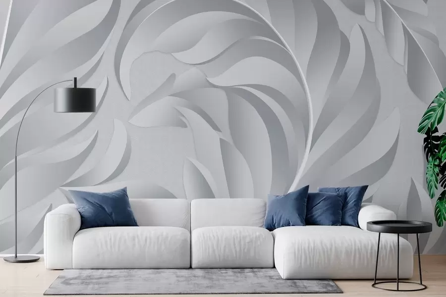 wall murals велико текстурирано перје у нијансама сиве w05231v3