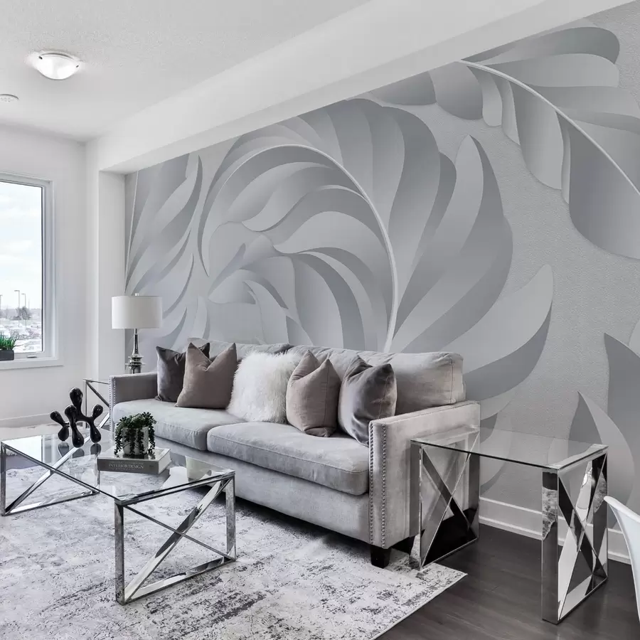 wall murals велико текстурирано перје у нијансама сиве w05231v3