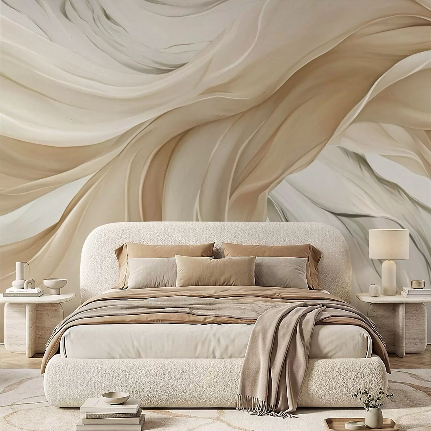 wall murals Таласи од лепршаве беж тканине w05152