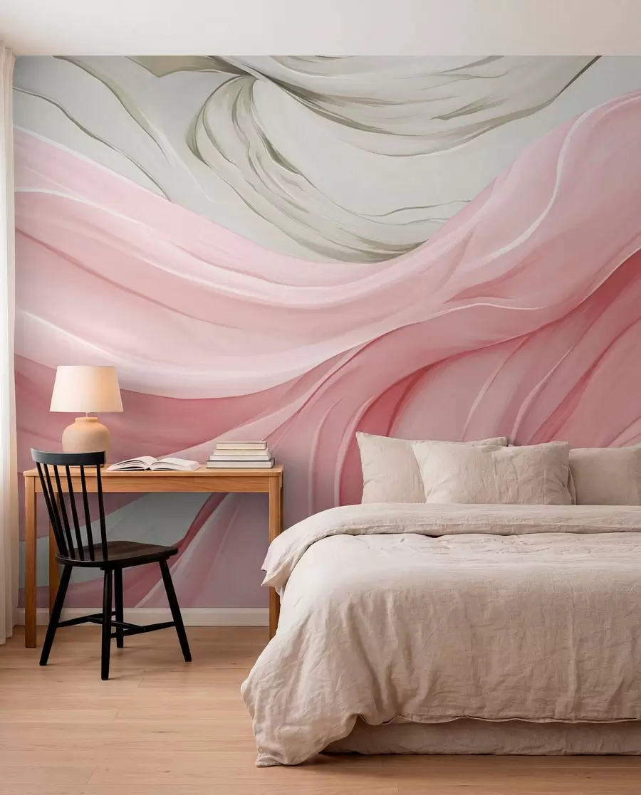 wall murals Таласи од текуће ружичасте тканине w05152v2