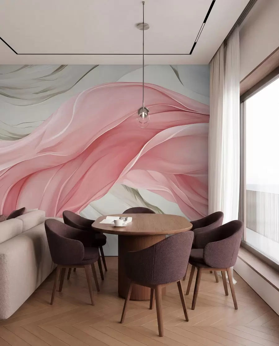 wall murals Таласи од текуће ружичасте тканине w05152v2