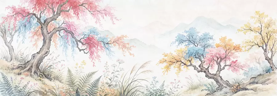 wall murals Осликана шарена башта на бетонском зиду w05246